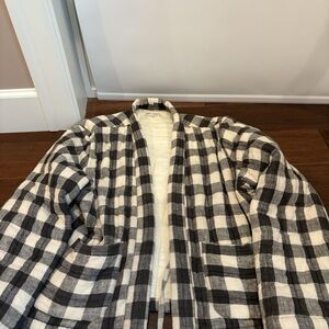 Maiwa Handwoven Kala Cotton Quilted Juniper Jacket - Charcoal (black and white)